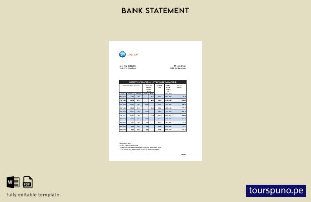 listo para imprimir Plantilla de Excel de extracto bancario islámico de Qatar Qa